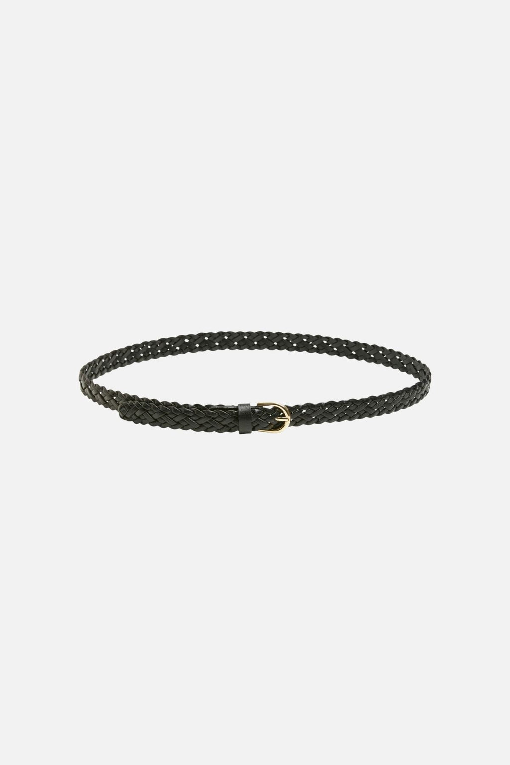 Avery Leather Braided Slim Belt - Black
