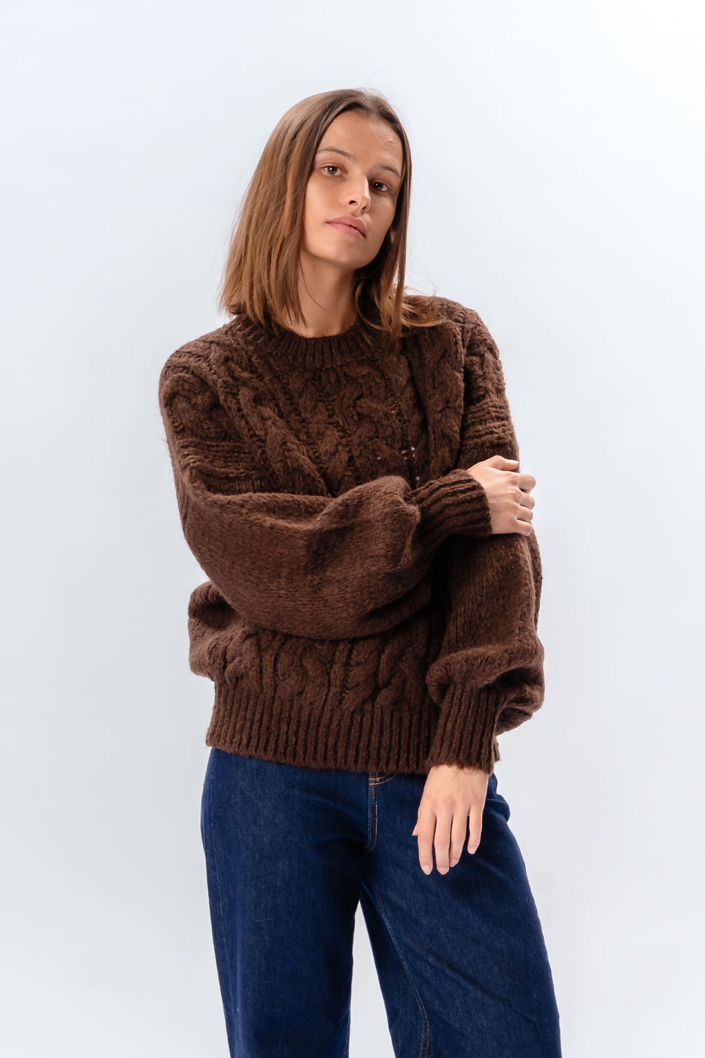 Emma Cable Knit – šokoladinis