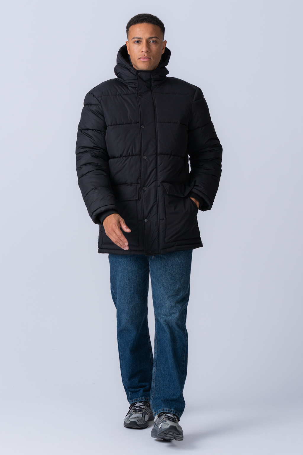 Long Puffer Jacket - Black