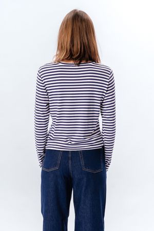 Stripped Long Sleeve Slim Fit - Blue