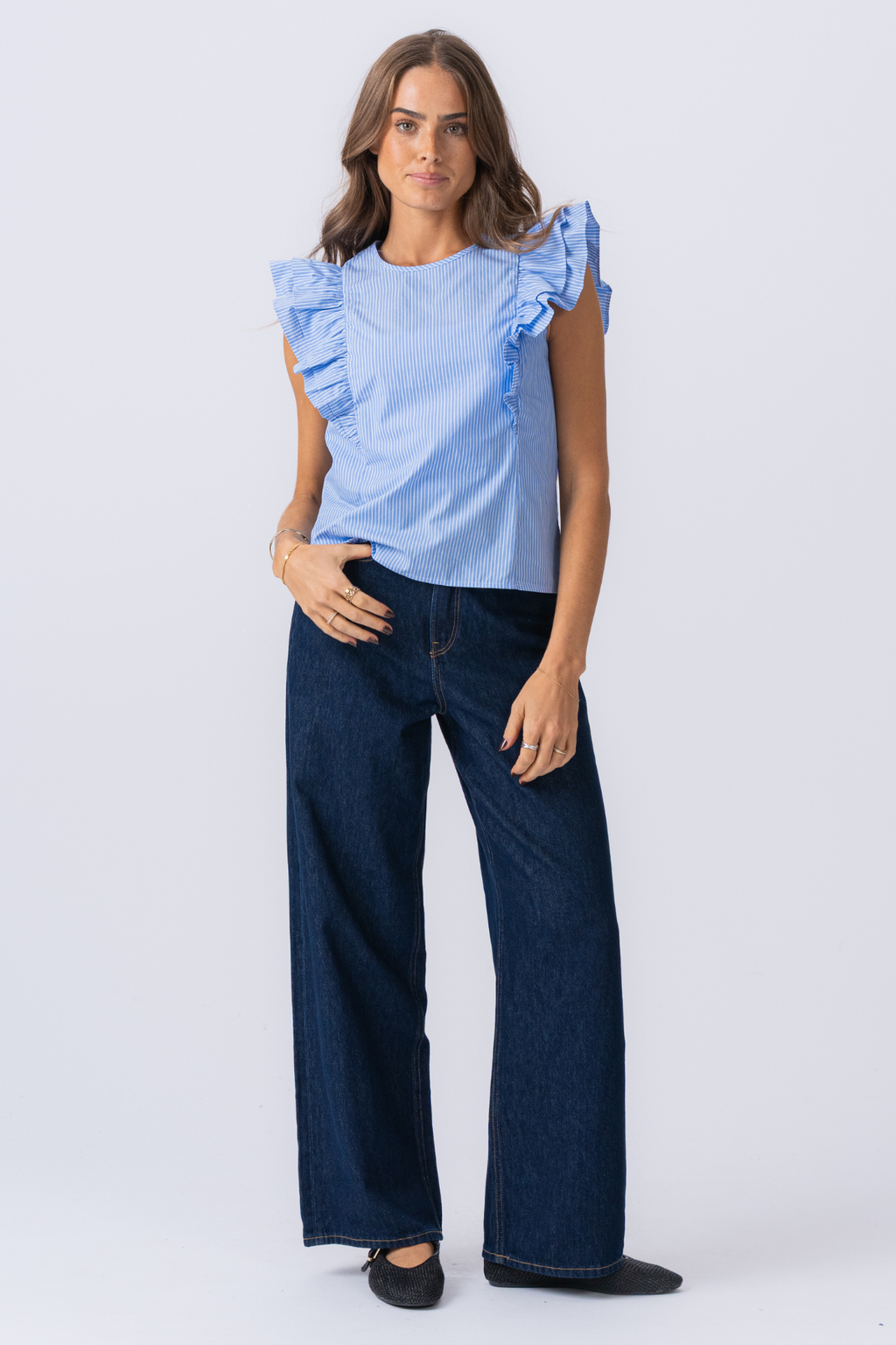 Aila Top - Little Boy Blue / White