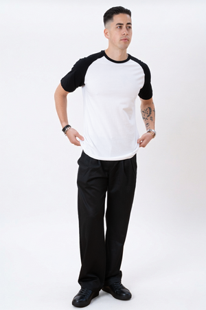 Basic „Raglan“ marškinėliai - juodos ir baltos spalvos
