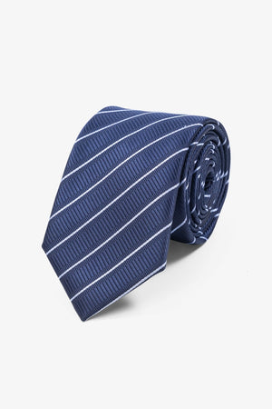 Tie - Navy/White Striped