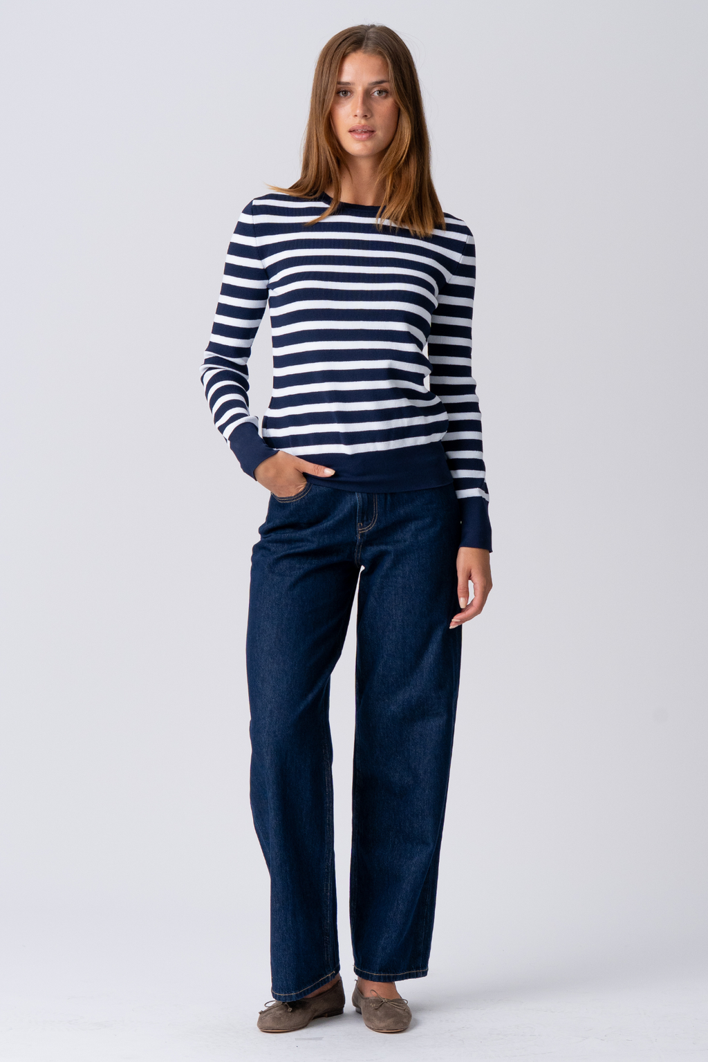 Maja Striped Shirt - Navy