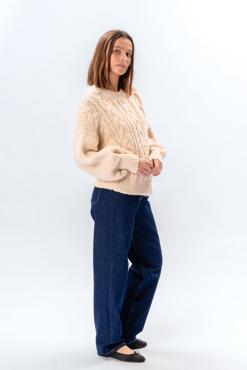 Emma Cable Knit – beveik baltas