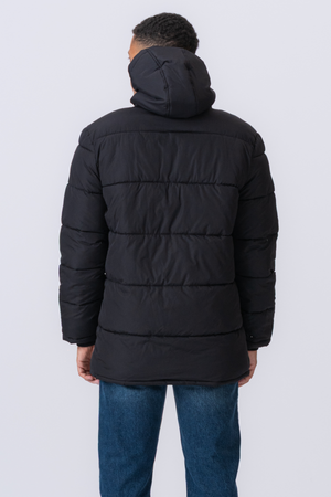 Long Puffer Jacket - Black