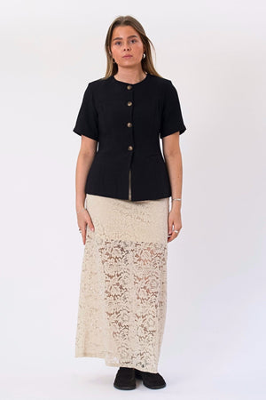 „Amara Lace Maxi“ sijonas – šviesiai smėlio spalvos