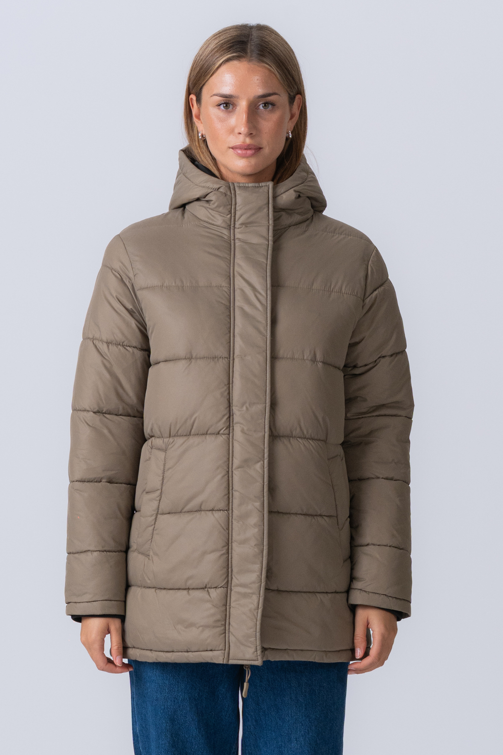 Long Puffer Jacket - Sand
