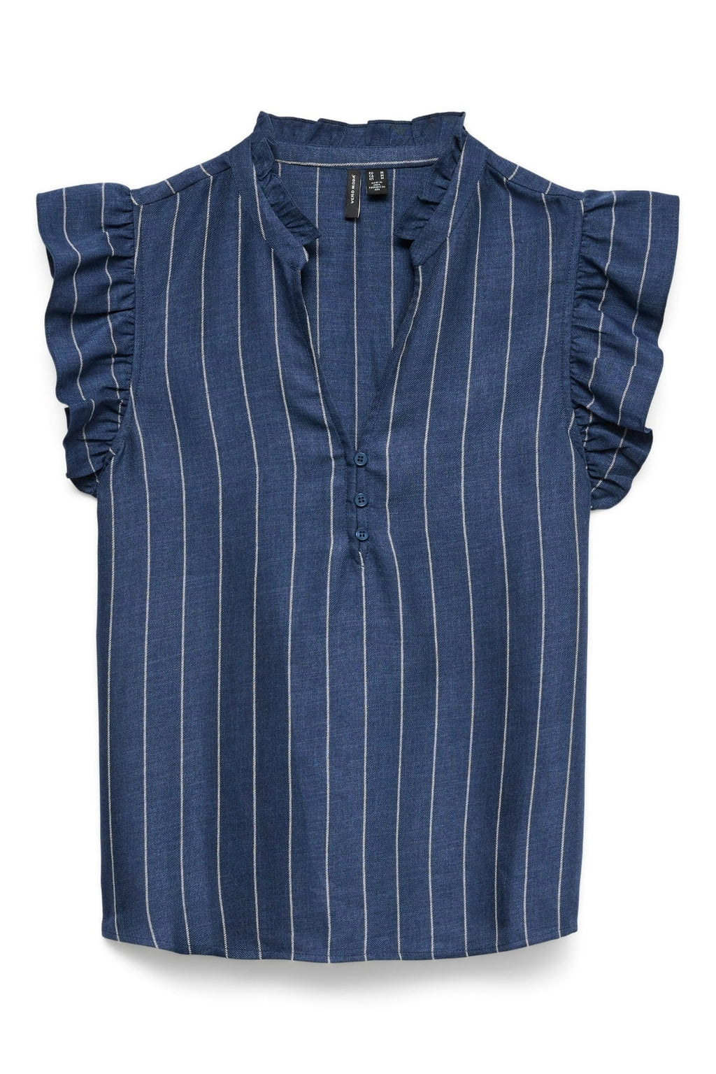 „Odette“ viršus su V formos iškirpte – tamsus džinsinis / baltas