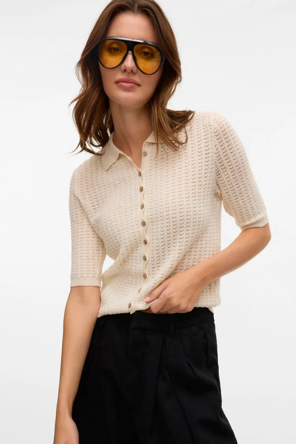 Panama 2/4 Knit Cardigan - Birch