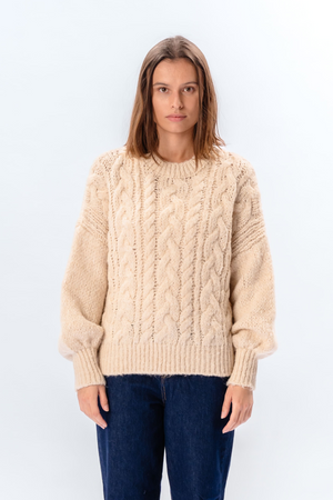 Emma Cable Knit – beveik baltas