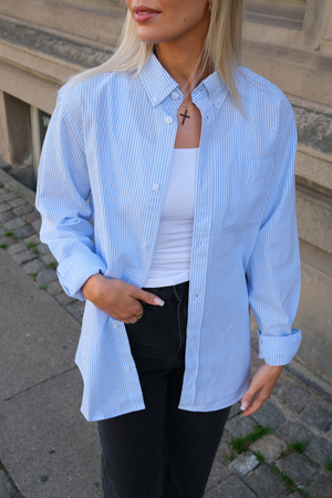 Boyfriend Oxford Shirt - Light Blue/White