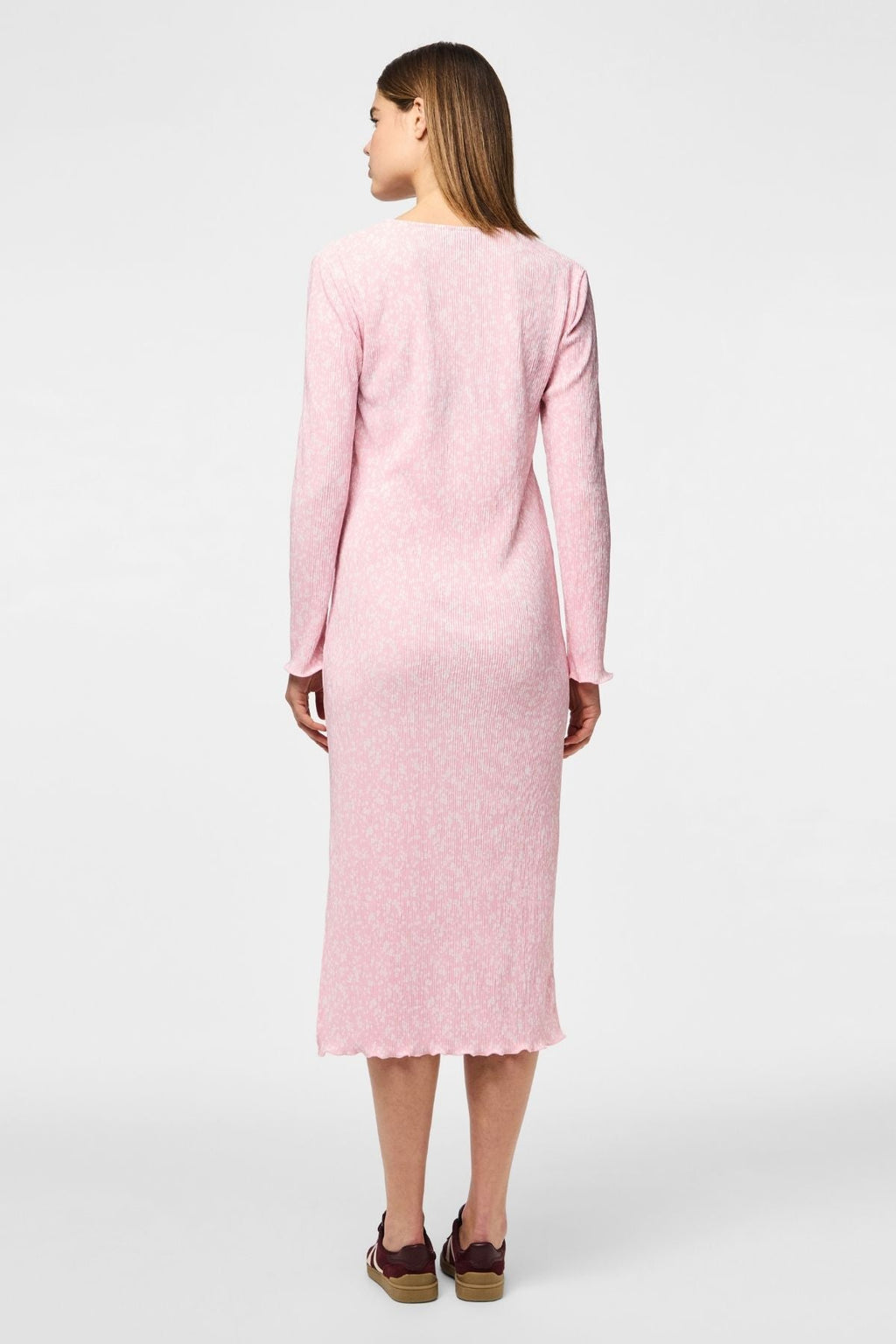 „Flora Midi“ suknelė - rožinė šaukšto šaukšto gėlė