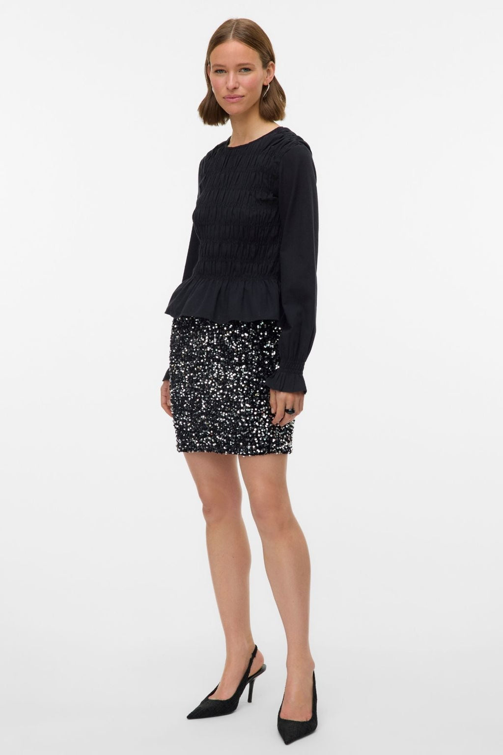 Bella Short Skirt - Black Silver