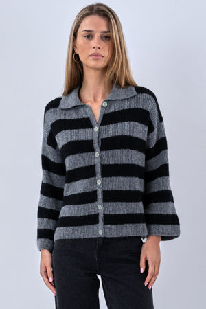 Josie Polo Knit - Grey/Black