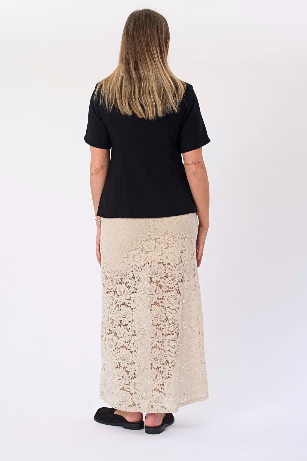 „Amara Lace Maxi“ sijonas – šviesiai smėlio spalvos