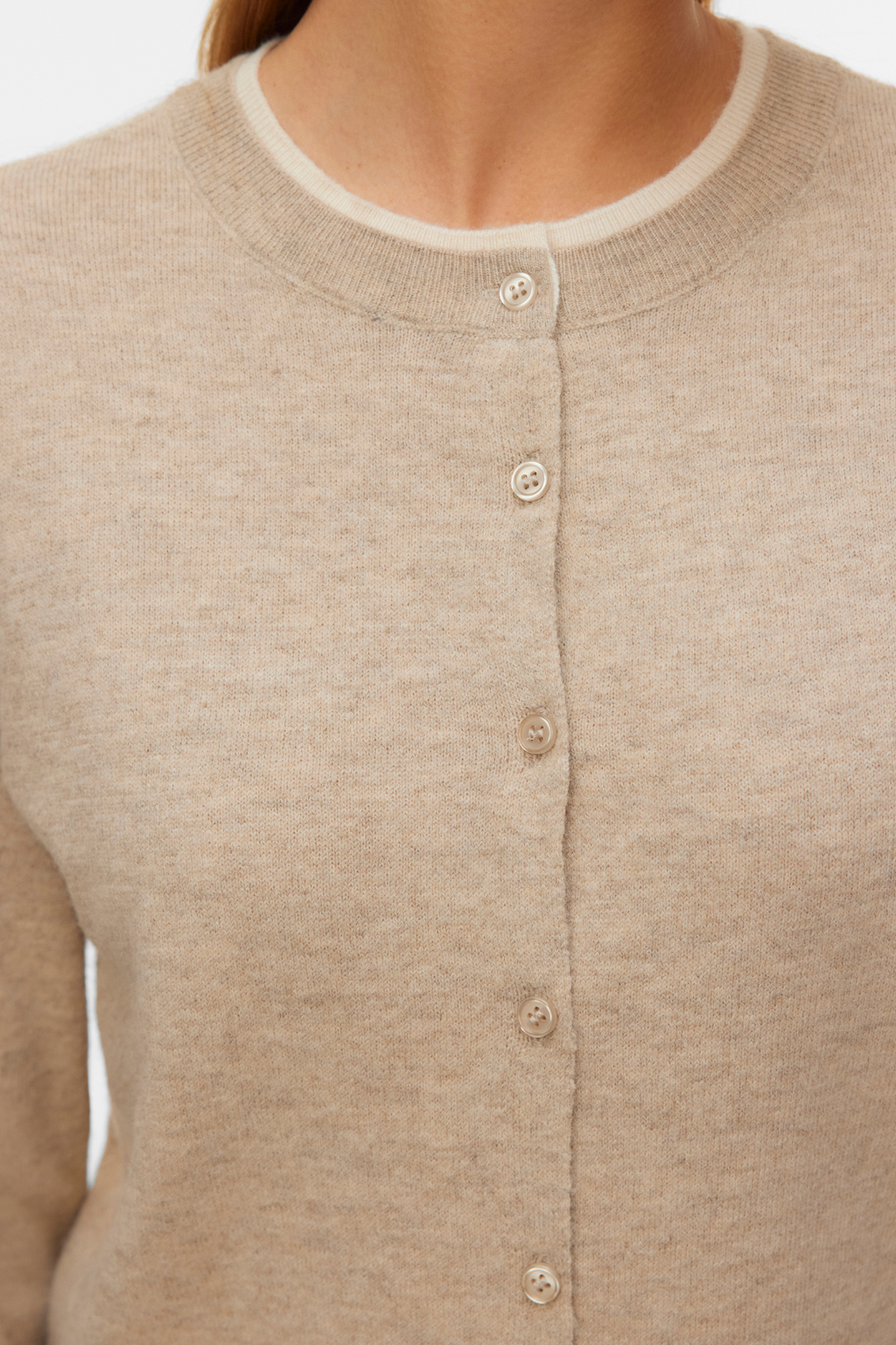 Wonderful O-Neck Cardigan - Silver Mink Melange w. Birch