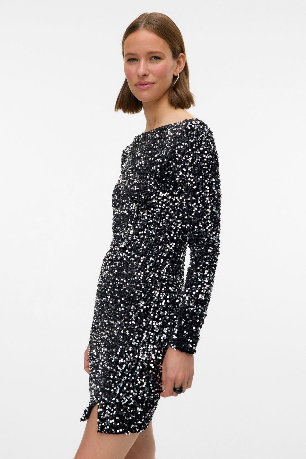 „Bella“ trumpa suknelė - juodas sidabras