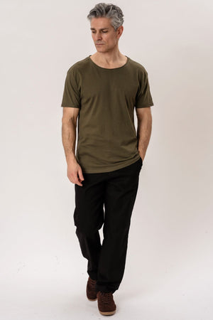 Deep Neck T-shirt - Olive Green