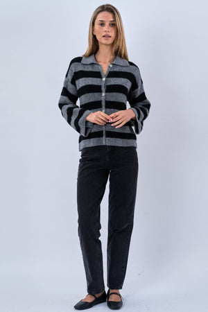 Josie Polo Knit - Grey/Black