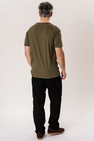 Deep Neck T-shirt - Olive Green