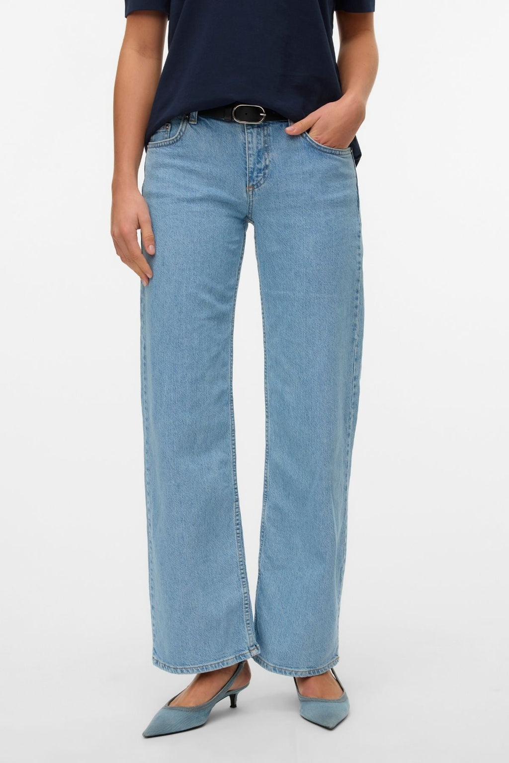 Alexis Low Waist Denim Jeans - Light Blue Denim