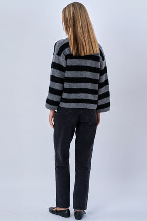 Josie Polo Knit - Grey/Black