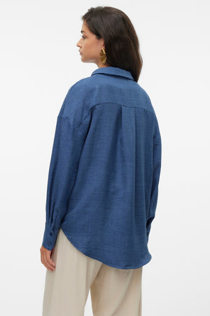 „Melaney Queeny“ marškinėliai – tamsus džinsinis melanžas