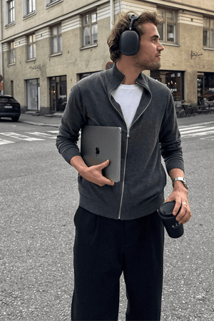 Megztinis su užtrauktuku - Medvilninis melanžas