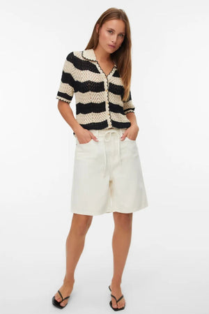 Vila Bermuda Denim Shorts - Ekru