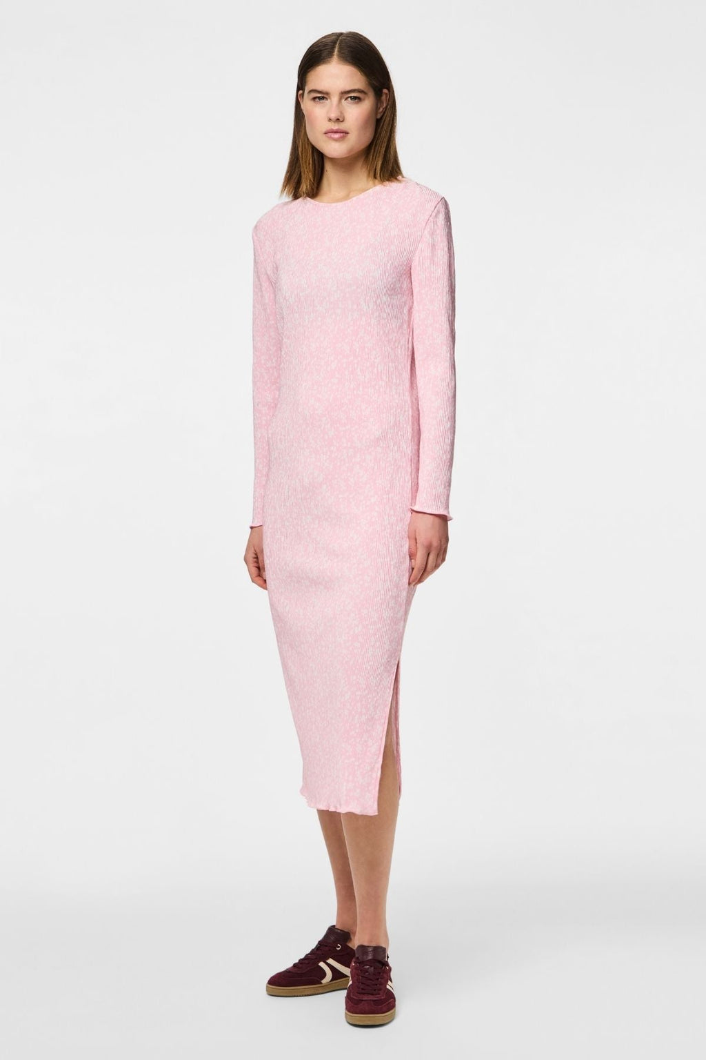 „Flora Midi“ suknelė - rožinė šaukšto šaukšto gėlė