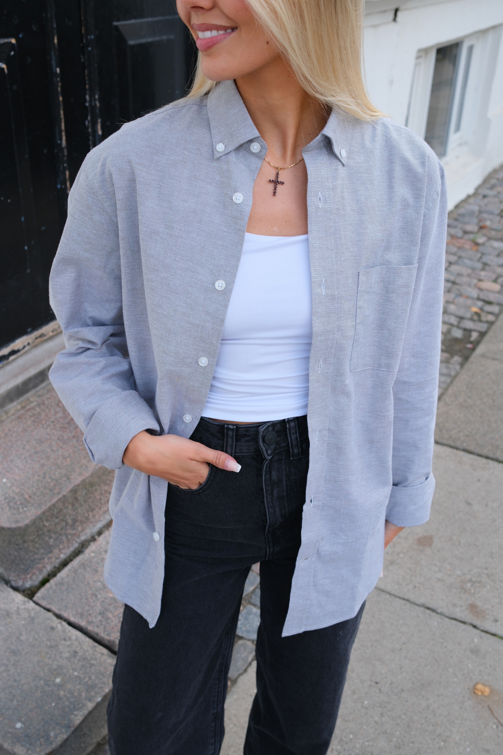 Boyfriend Oxford Shirt - Grey