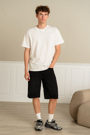 Džinsinis Shorts Laisvas – vientisas juodas