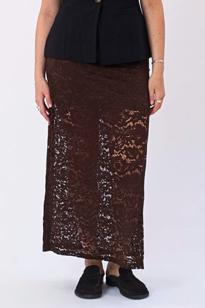Amara Lace Maxi Skirt - Kava
