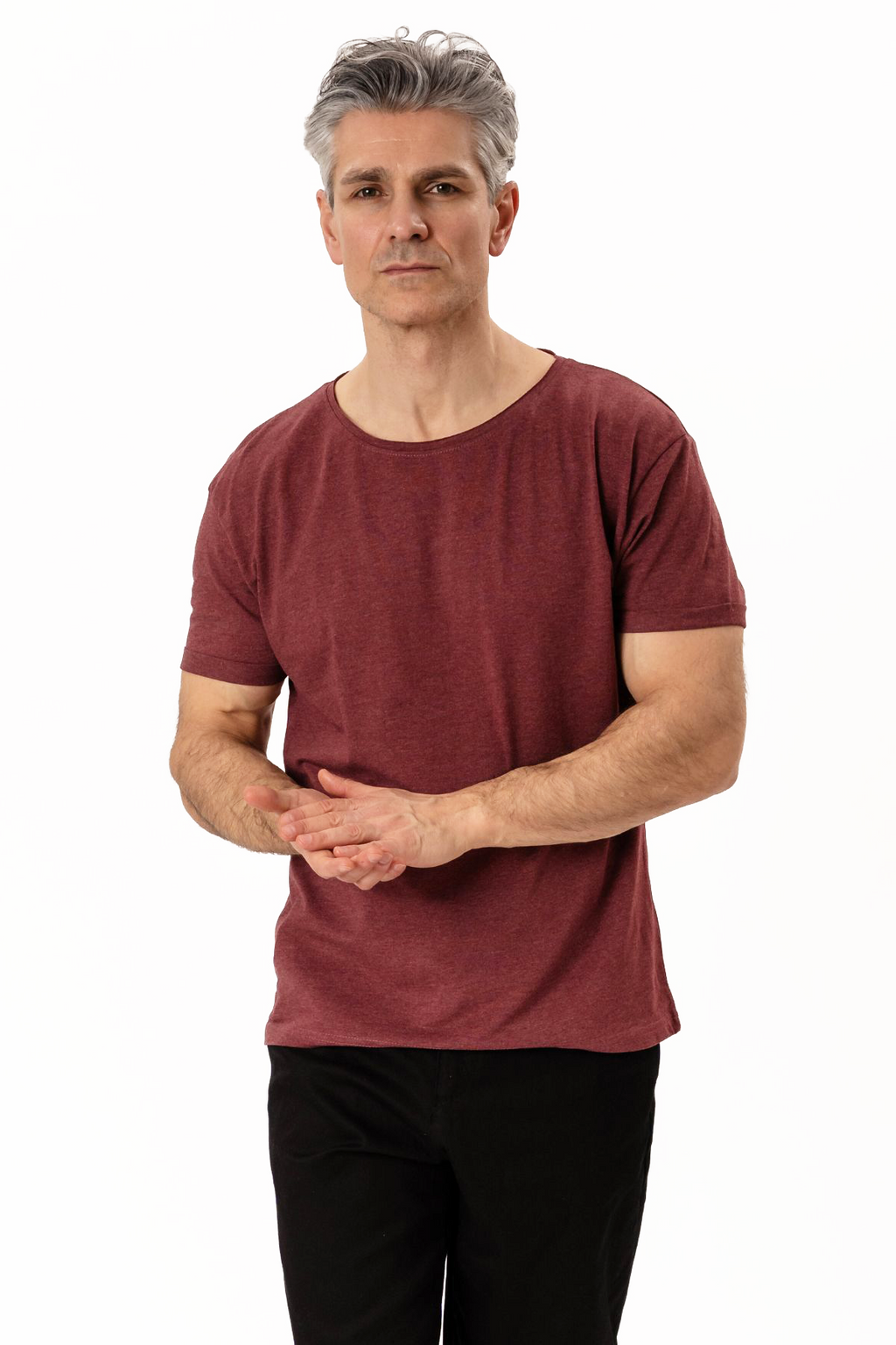 Deep Round Neck - Mottled Red