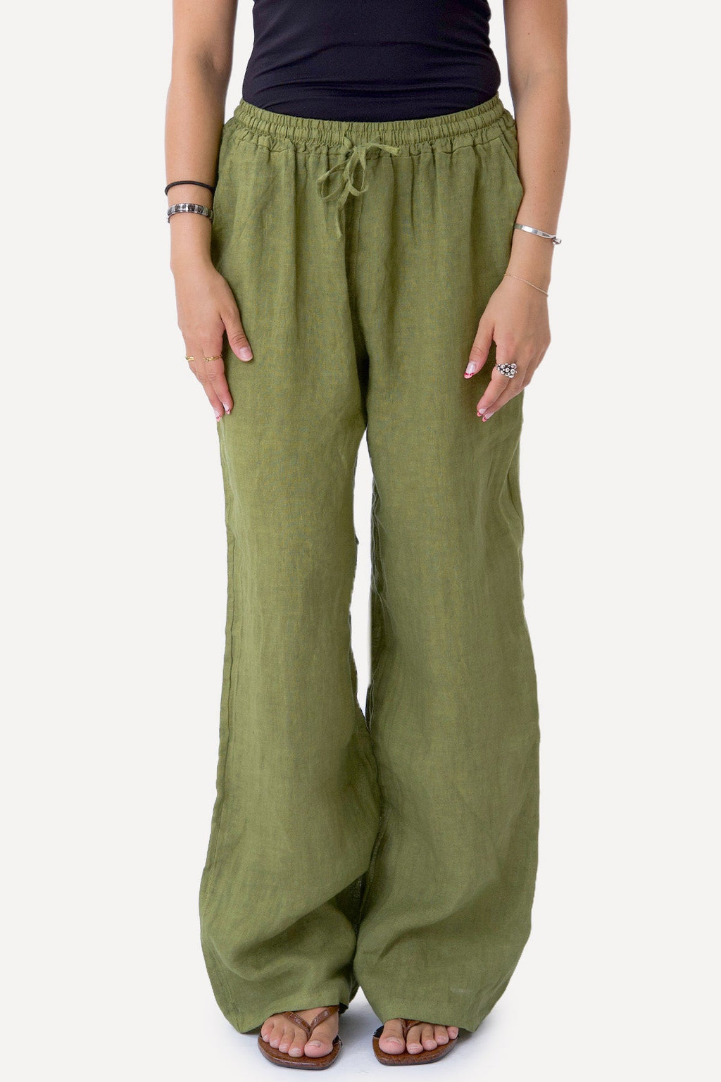 Astrid Linen Pants - Olive