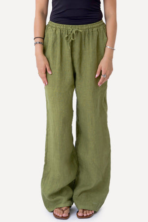 Astrid Linen Pants - Olive
