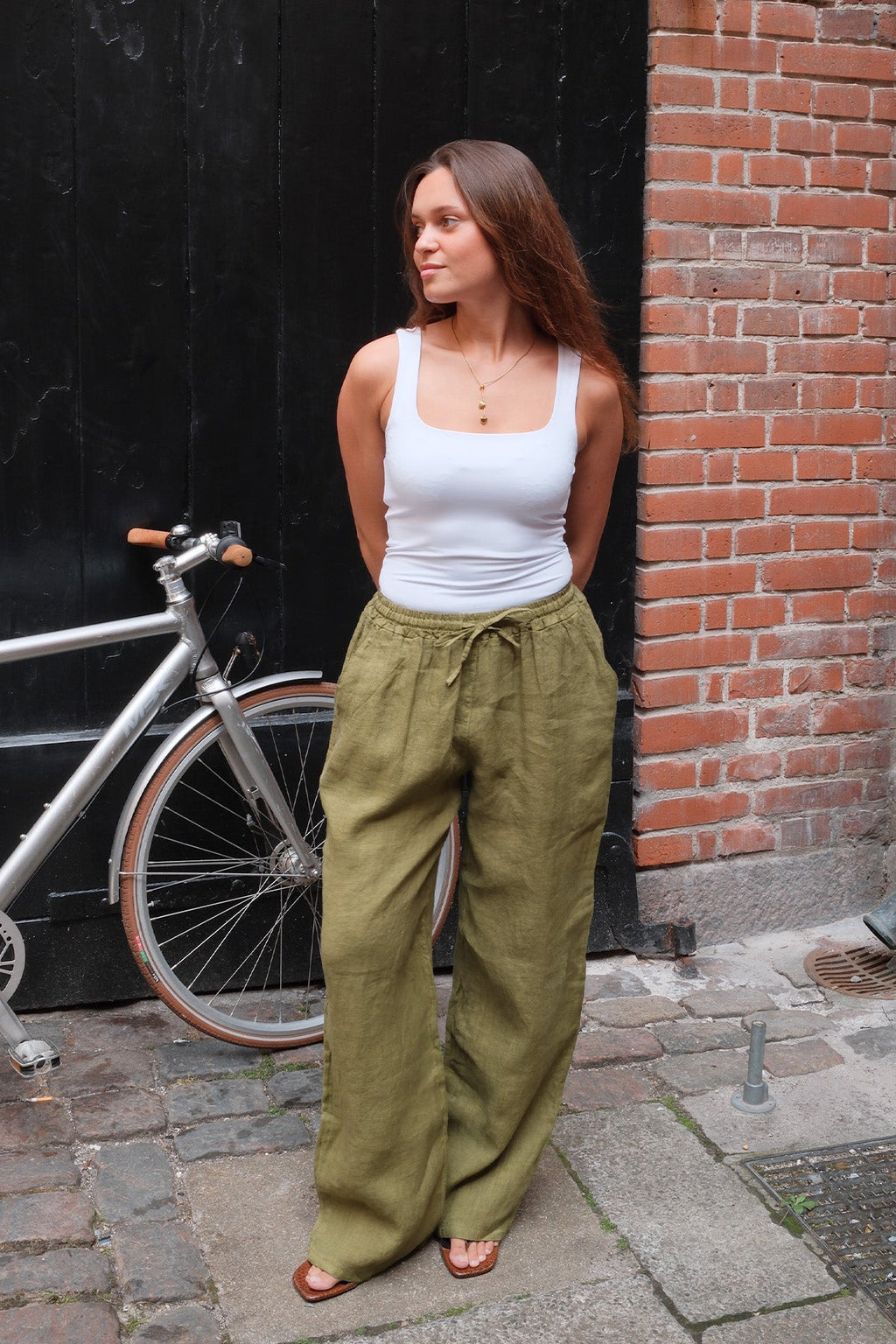 Astrid Linen Pants - Olive