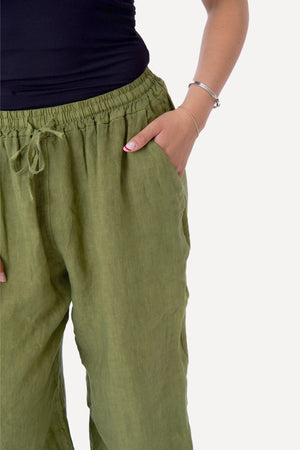 Astrid Linen Pants - Olive