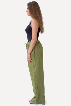 Astrid Linen Pants - Olive