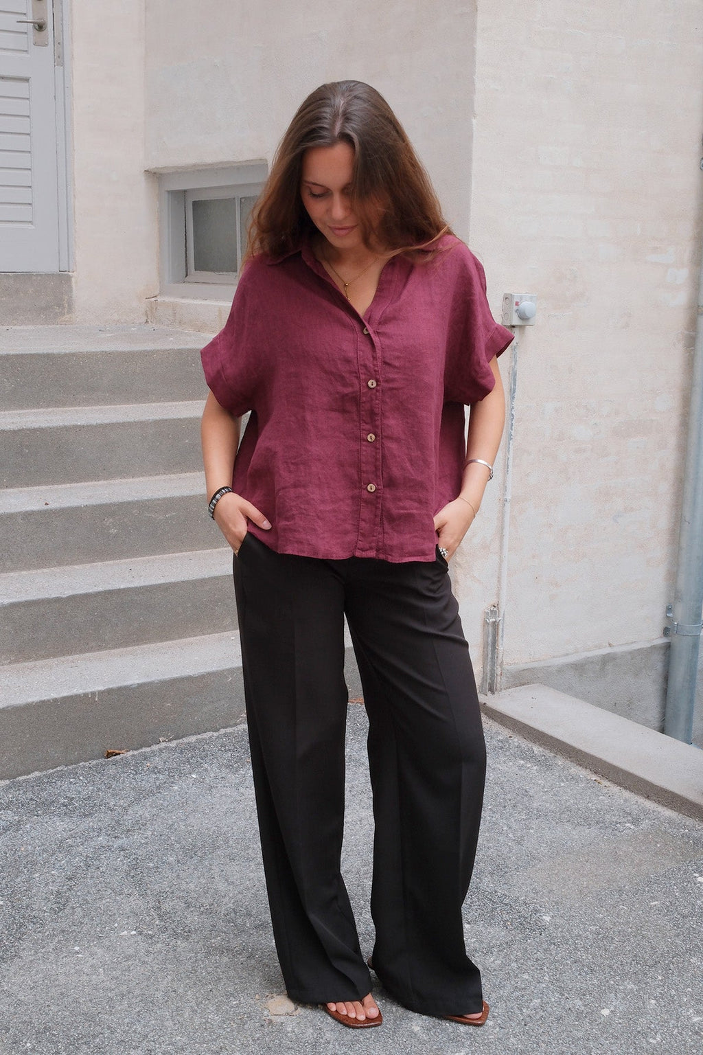 Astrid Linen Shirt - Red