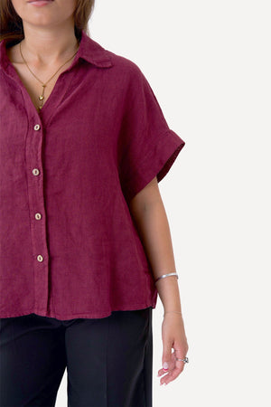 Astrid Linen Shirt - Red
