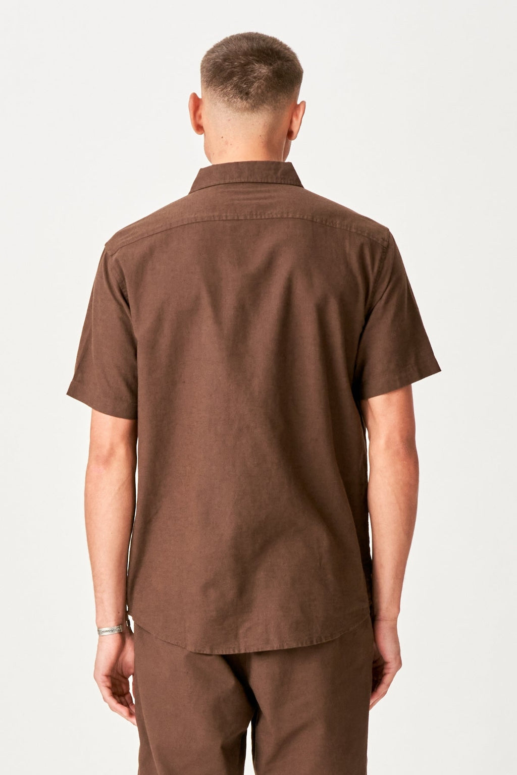 Short Sleeve Linen Shirt - Coffee