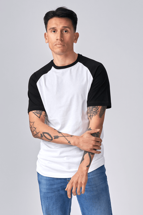 Basic raglan T-shirt - Black and white