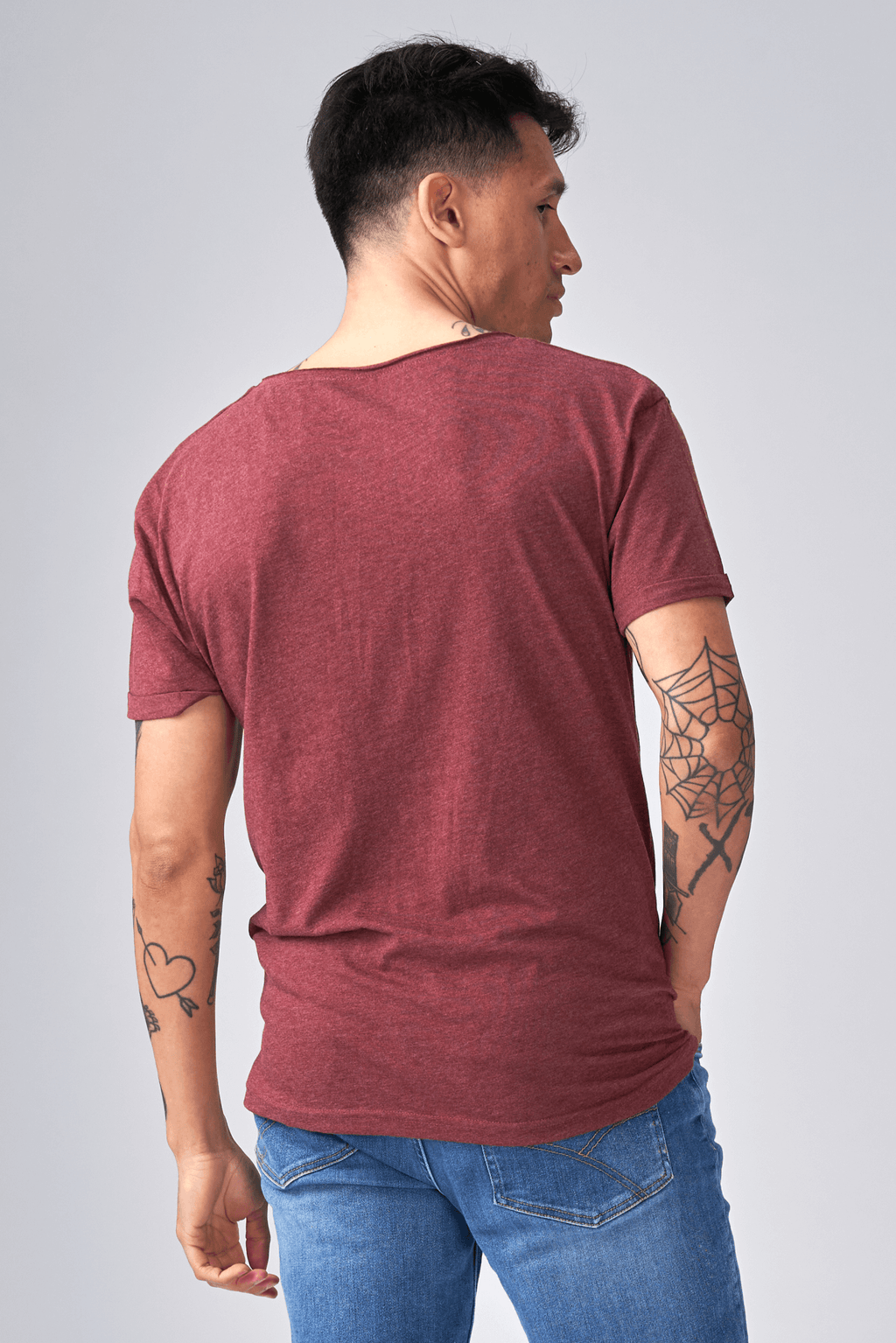 Deep Round Neck - Mottled Red