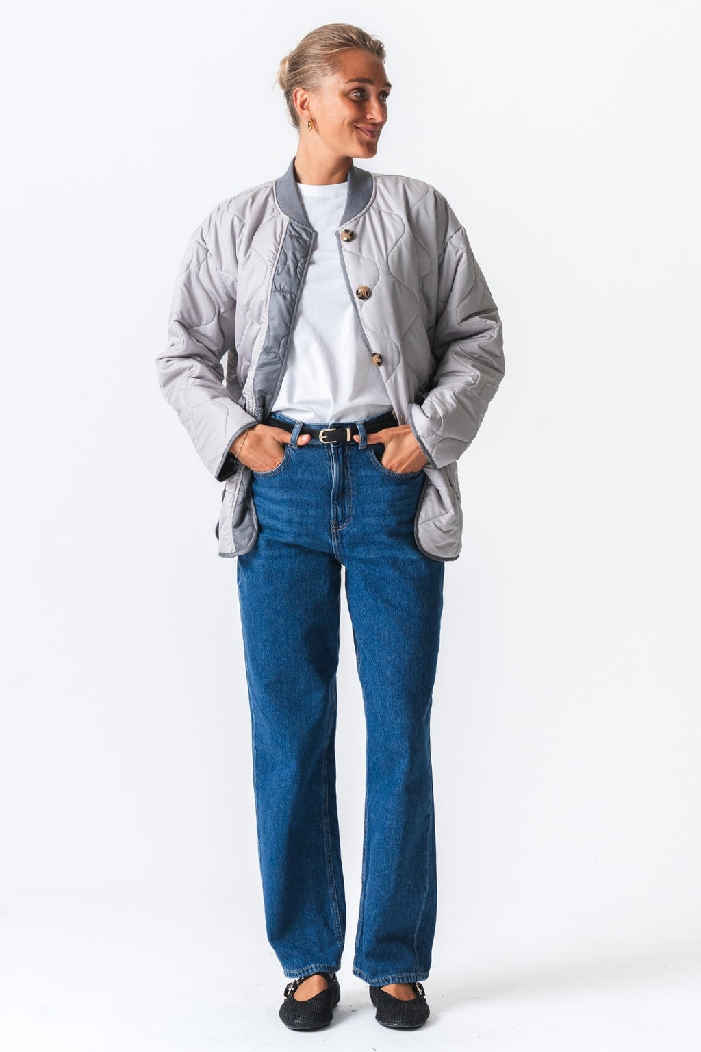 Quilted Block Jacket - Grey