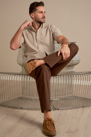 Short Sleeve Linen Shirt - Sand