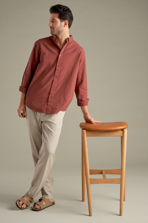 Lininiai marškinėliai - terakota