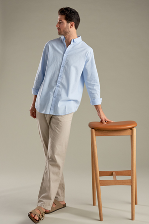 Lininiai marškiniai - šviesiai mėlyna