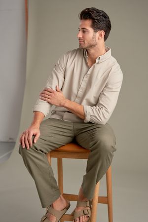 Lininiai marškiniai - smėlis